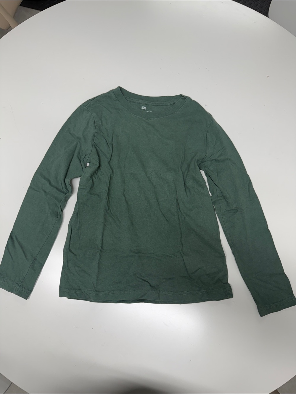 H&M Kids Dark Green Long Sleeve Crew Tee
